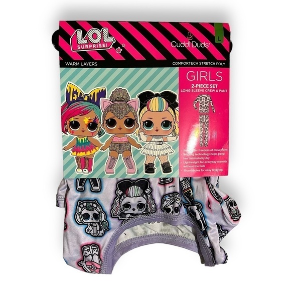 Cuddl Duds Girls LOL Surprise 2-Piece Warm Layers Set Size Large - Picture 1 of 2